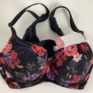 Cacique Boost Balconette Nylon Wire Racerback Bra Size 32C Floral Lace NWT New